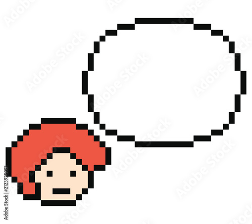 Cartoon cute boy male man with chat box or chat bubble 8 bit design.