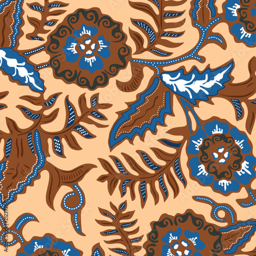 indonesian batik. indonesian batik pattern vector. Batik Indonesian: is a technique of wax-resist dyeing applied to whole cloth, or cloth made using this technique originated from Indonesia.