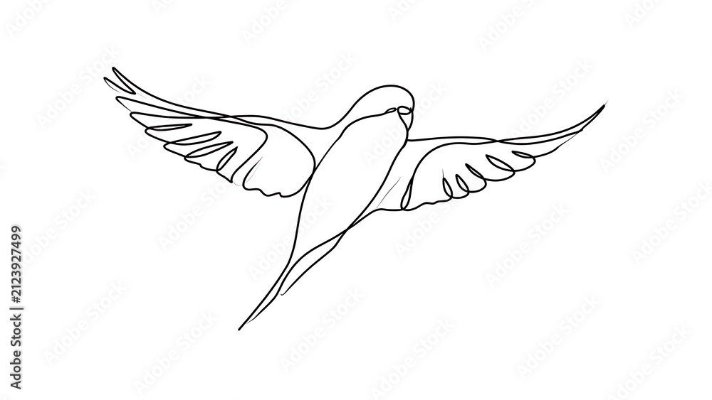 Obraz premium Minimalist bird drawing on white background.