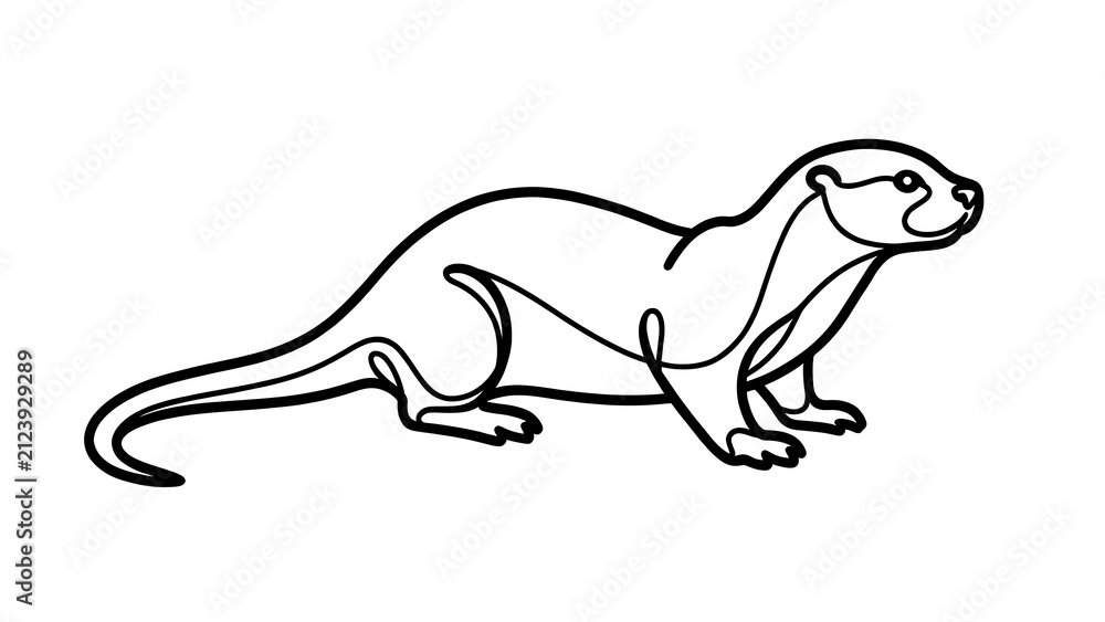 Fototapeta premium Otter illustration on white background.