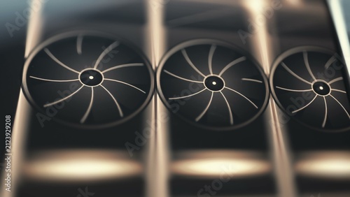 Принти на полотні Three GPU Cooling Fans in Accelerator Array