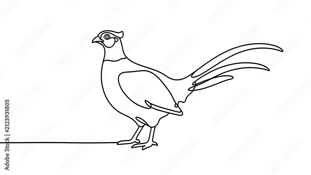 Fototapeta premium Minimalist bird line art illustration white background.