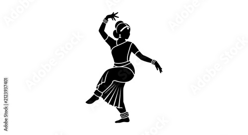 фотографія Indian dancer in traditional pose black silhouette