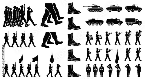 Foto Military Personnel Boots Tanks And Vehicles Silhouette