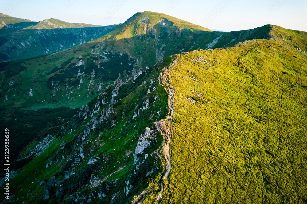 Obraz premium Aerial view of mountain hills