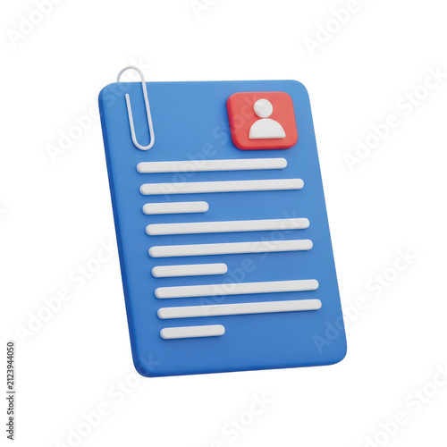 Clipboard with document icon and paperclip isolated on white background