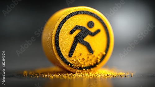Dynamic Running Icon on Yellow Circular Background.