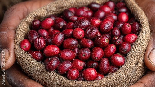 Fresh Red Cranberries in Burlap Sack for Cooking and Baking.
