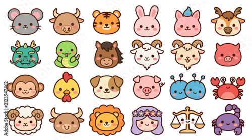 Photography Cute animal zodiac and constellation icons