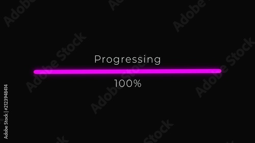 Loading bar at 100%.
Progress during file uploading on a computer.
Futuristic style, modern web page interface.