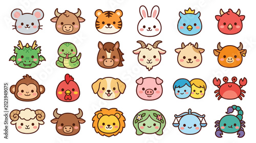 Photography Cute animal zodiac icons