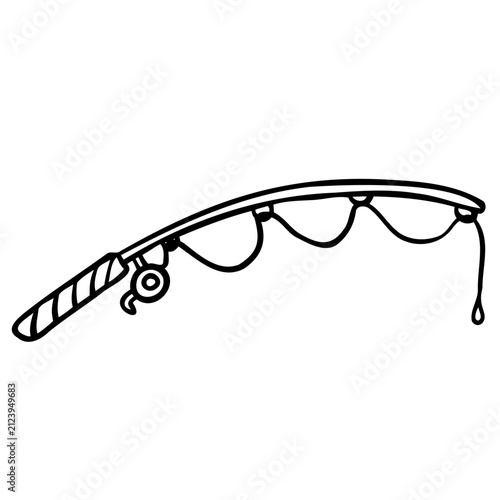 Fishing Rod Line Icon – Simple Outline Vector Illustration