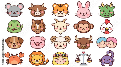 Photography Cute animal zodiac icons