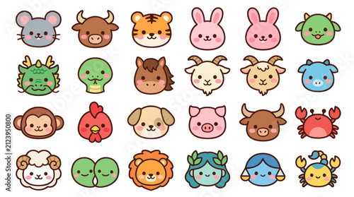 Photography Cute animal zodiac icons