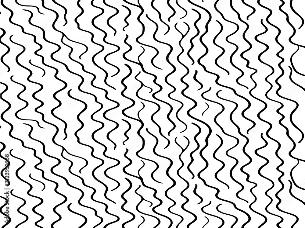 Fototapeta premium Hand drawn abstract wavy lines seamless pattern background vector