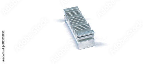 A heat sink for dissipating heat on a PCB. heat sink on a white background.