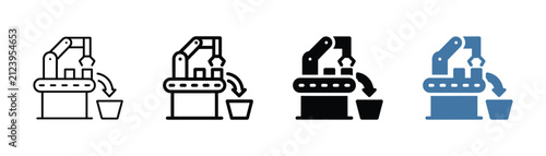 Modern automated sorter vector icon pack featuring industrial sorting systems for manufacturing, logistics, warehouses, and factory automation.
