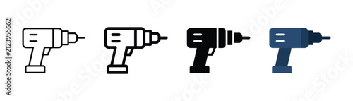 Flat vector illustration of an industrial drill press and bench drilling machine used for precise metalworking, manufacturing workshops, and factory production lines.