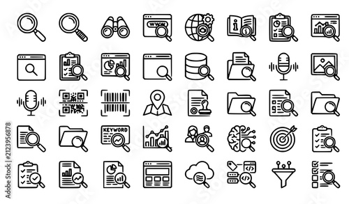 Search & Discovery Outline Icons Collection Vector EPS10