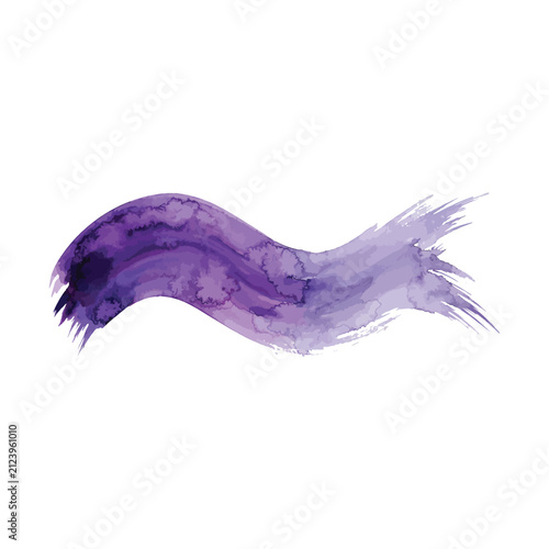 Curved Purple Watercolor Brushstroke with Gradient Violet to Lavender Shades and Artistic Flow on White