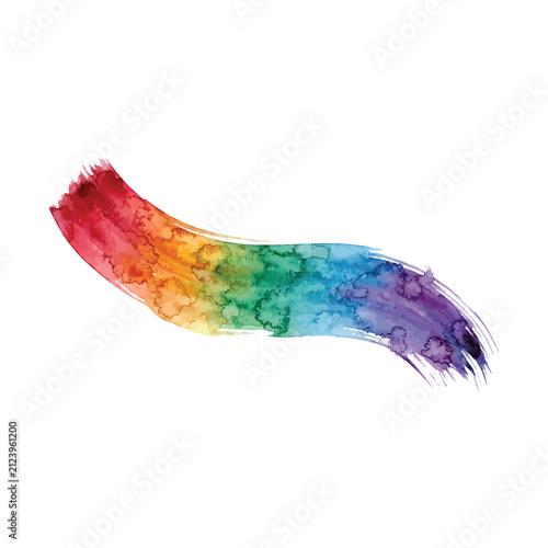 Curved Watercolor Brushstroke Spectrum with Smooth Rainbow Gradient from Red to Purple Artistic Flow
