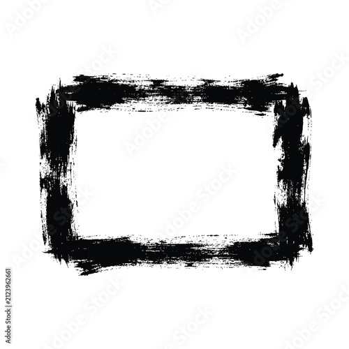 Hand‑Painted Black Brushstroke Frame with Rough Textured Artistic Border on White Minimalist Background