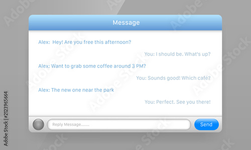 Messaging chat popup window user interface design template