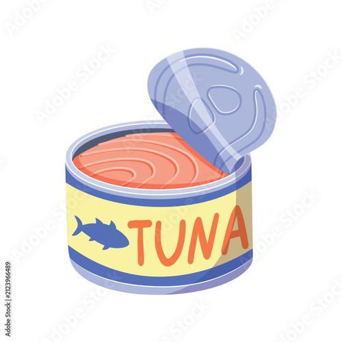 Open tuna can with canned fish vector illustration isolated on white background