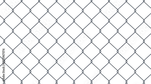 Chain link fence isolated on white. Metal wire mesh texture with transparent background.