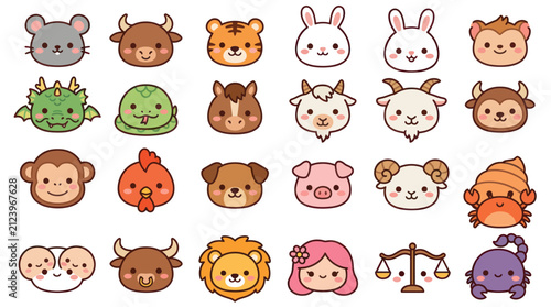 Photography Cute animal zodiac symbols collection
