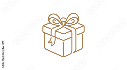 Elegant Monoline Vector Icon of Wedding Gift Box with Ribbon Vector Illustration