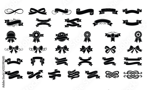 Ribbon Silhouette unique collection pack vector illustration on white background
