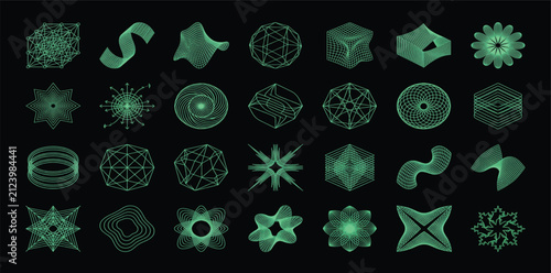 Foto Ultra Premium Tensor Field Collection with Multidimensional Mathematical Geometr