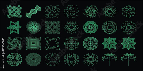Принти на полотні Ultra Premium Tensor Field Collection with Multidimensional Mathematical Geometr