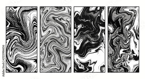 Abstract black and white marble texture set