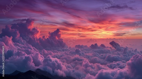 Vivid Sunset Over Cloudscape with Colorful Sky.