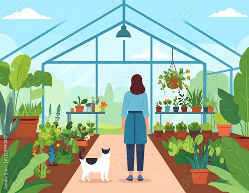 Solar powered greenhouse with gardening supplies.