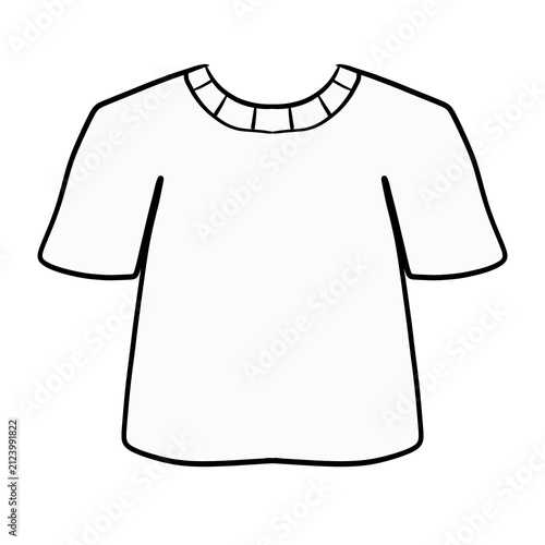 Blank t-shirt line art outline vector illustration for template and mockup