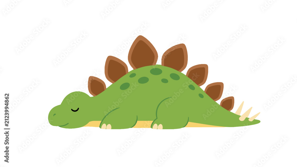 Fototapeta premium Cute green stegosaurus cartoon vector illustration