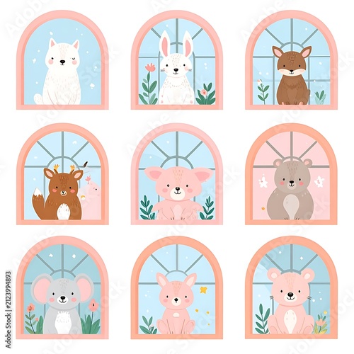 Nine educational coloring pages with animals and nature themes.