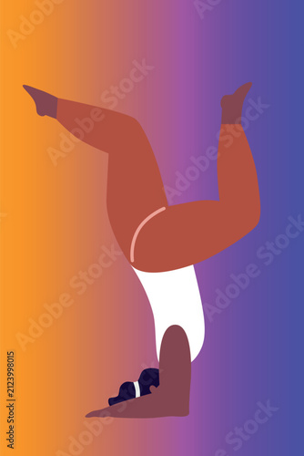 Art & Illustration Woman exercising yoga. Woman practicing asana. Relaxing environment. Concept of meditation. Cartoon flat style. Vector