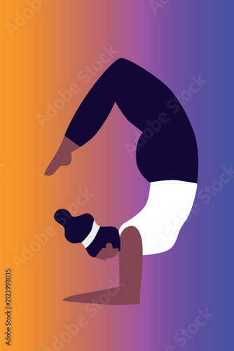 Art & Illustration Woman exercising yoga. Woman practicing asana. Relaxing environment. Concept of meditation. Cartoon flat style. Vector