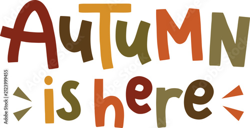 autumn is here text soft color lowercase font simple style