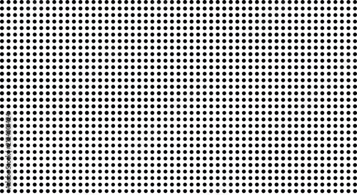 Minimalist halftone dot pattern, black and white seamless polka dot texture, geometric circle grid background vector for graphic design