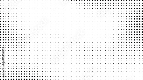 Halftone square pattern background, black and white geometric pixel gradient vector, abstract monochrome dotted texture for modern graphic design