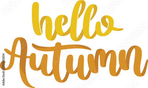 hello autumn text ribbon style color yellow brown palette