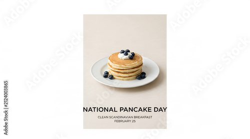 Pancake Stack On White Plate A Delicious Breakfast Food Composition