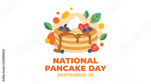Pancakes with fruit and syrup colorful vector illustration for national day