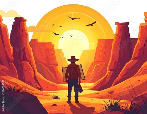 Silhouette of a person walking towards a bright sun.