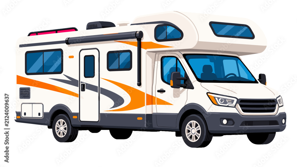 Fototapeta premium White motorhome camper van vector illustration isolated